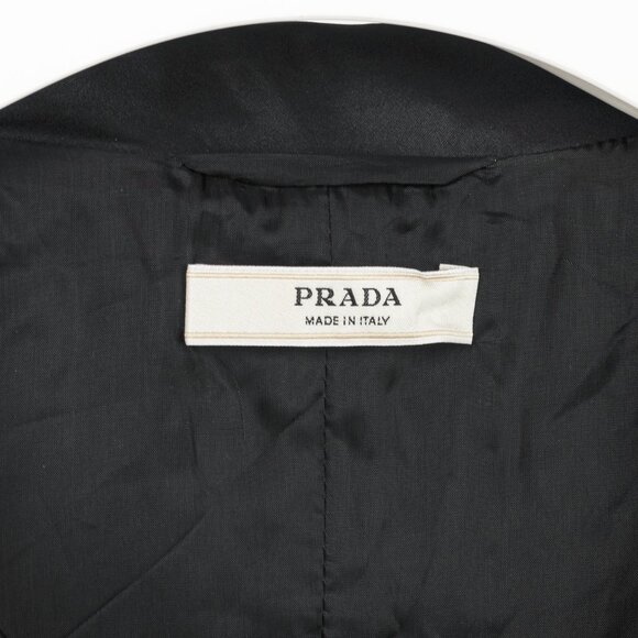 Prada Black Silk-Taffeta Belted Double-Breasted Trench Coat - Picture 9 of 11